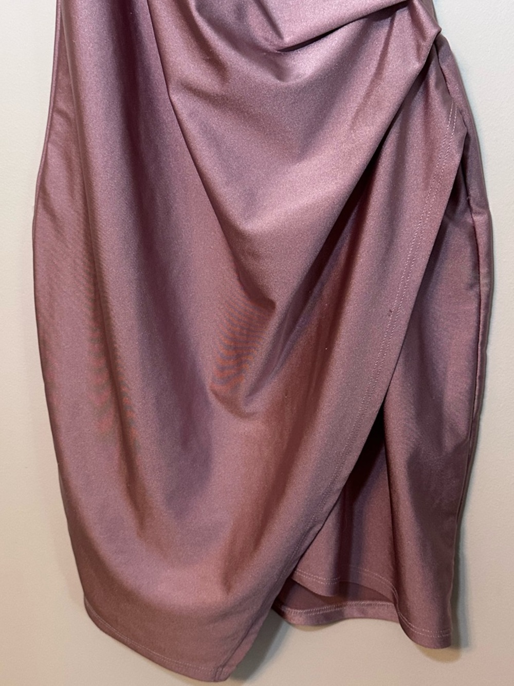Misty Rose Womens Fitted Ruched Slit Dress in Shimmer Dusty Mauve Size S Party - Picture 4 of 10